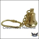 Nautical Brass Bell Key Chain 4  - Solid Brass Keychain Key Ring Replica Vintage