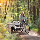 Child Bike Trailer 3 In1 Foldable Jogger 2-seat Baby Stroller W  Shock Absorber
