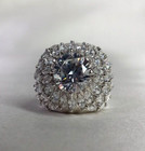 Qvc Vintage 5 Sterling Silver Marquise Round Cut Cz Cluster Cocktail Statement