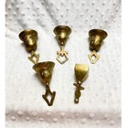 Antique Lot Of  5  Mixed India Etched Solid Brass Bells W clappers  late 1800s 