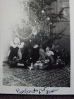 Dolls And Toy Under The Christmas Tree  Vtg 1940 s Photo
