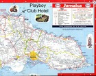 Vintage 1964 Jamaica Road Map     Esso Standard Oil   Playboy Club