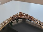 Antique Matson Roses Oval Ormolu Black  Mirror Vanity Dresser Tray T179