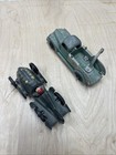 Vintage Hubley Cast Iron Toy  Fin Tail Race Car Dark Green Lot Of 2