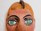 Antique Mexico Guatemalan Wood Hand Carved Festival Mask Folk Art Mustache Dance