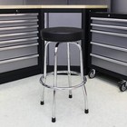 Torin Swivel Bar Stool  Padded Garage Seat With Chrome Plated Legs   Black
