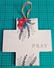 Rustic White Wooden Wall Cross Religious Christian Home Decor Floral Design New