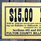 Vintage  15 Reward Defacing Property Police Paper Poster 1910 Gloversville Ny