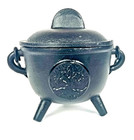 Cast Iron Cauldron W handle   Lid - Perfect For Incense  Smudging    Candles