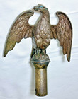 Antique American Cast Brass Eagle Flag Pole Topper Finial Spread Wings