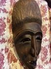 Primative Vintage African Wooden Hand Carved Mask Tribal Wall Art 