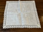 Antique Elegant Irish White Lace Linen Handkerchief Wedding Heirloom Unused Tag