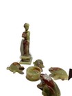 Vintage Onyx Stone Carved Figurines Set Animals Statue Ashtray Decor Lot