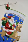 Sequence Christmas Stocking 18    Reindeer Santa Felt Completed Bucilla