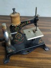 Vintage Casige 1930 Era German Toy Sewing Machine Red Green Gold Floral On Black