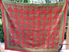 Antique Vintage  Cutter Quilt-capital T Pattern  Hand Stitched Red Black   Green