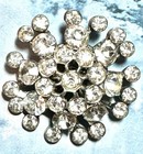 Vintage Silver Tone And Rhinestone Flower Dome Brooch pin