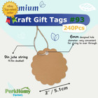 240 Pcs Round Gift Tags With Wavy Edges  Blank Kraft Paper Tags With String For 