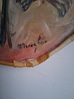 Vintage  Mid-century Modern  Leather Framed  Original Canvas 