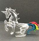 Vintage Beautiful Hand Blown Art Glass Unicorn Figurine With Tail Accents  B3