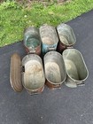 Vintage Lot Of 6 Antique Copper Kettle Boiler Wash Tub Pot Wooden Handles Nice