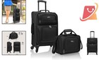Lightweight Softside Carry-on Suitcase 4-wheel Set Black Travel Luggage