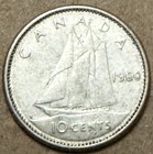 Canada - 1960 - 10 Cents - 80  Silver Canadian Coin - Queen Elizabeth Ii