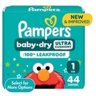 Pampers Baby Dry Diapers Size 1  44 Count  2-pack  - Leakproof Comfort