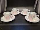 Set Of 4 Antique 1904-1912 Wurttenberg Porcelain Floral Demitasse Cups   Saucers