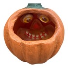 Vintage Large 7  Halloween Paper Mache Jack-o-lantern Pumpkin Primitive Folk Art