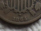 1864 Small Motto 2 Cent Piece Rare Key Date Variety Type Coin Vg Corroded