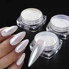 White Pearl Chrome Nail Powder Mirror Effect Glitter Dust Nail Art Uk