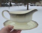 Vintage Mikasa Country Estate Gravy Boat With Souser Plate Japan D8809 Green