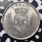 1887 Belgian Congo 1 Franc Lot mk207 Silver 