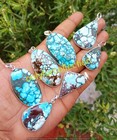 Sale Turquoise Pendants 925 Sterling Silver Plated Wholesale Bezel Lot 10pcs