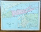 Vintage 1898 Long Island New York Map 14 x11  Old Antique Original Coney Island