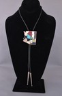 Jim Yazzie - Stunning Navajo Silver Inlay Bolo Tie - Arizona State With Counties