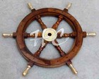 Solid Brass Handle 18  Wooden Helm Ship Wheel Boat Steering Vintage Antique Gift