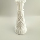 Vintage Milk Glass Bud Vase 6 5  Diamond Pattern Mid Century Modern Mcm Decor