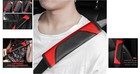 2 Pcs  Leather Seatbelt Cushions With Stylish Carbon Fiber Texture     Red