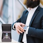 Novel Box Faux Leatherette Purple Watch Boxes For Proposal Wedding Engagement