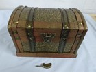 Vintage Wooden Pirate Treasure Chest Box Trinket Keepsake Storage Case With Lock