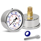 0-100 Psi Air Pressure Gauge  2  Dial Liquid Filled Back Mount Gauge  1 4  Np   