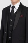 New Boy s Black Tuxedo 5 Piece Suit For Boys With Satin Lapel