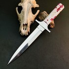 9 4  Stainless Dagger Knife Full Tang Resin Handle Fix Blade Leather Sheath