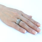 2 Pcs Princess Cut Cz Center Womens Stainless Steel Wedding Engagement Ring Set