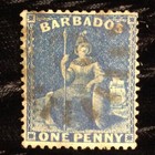 Barbados Lot - Britannia 1 Shilling   1 Penny  1870s  Used - Pane 4  180 Kgv 1d