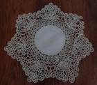 True Vintage Tatted Style Lace Doily Ecru Linen Dotted Damask Center 10 
