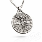 Jesus Crucifix Saint St Benedict Medal Cross Pendant Necklace 24  Box Chain