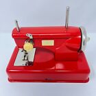 Casige Red Hand Crank Toy Sewing Machine Collectible Vintage Western Germany
